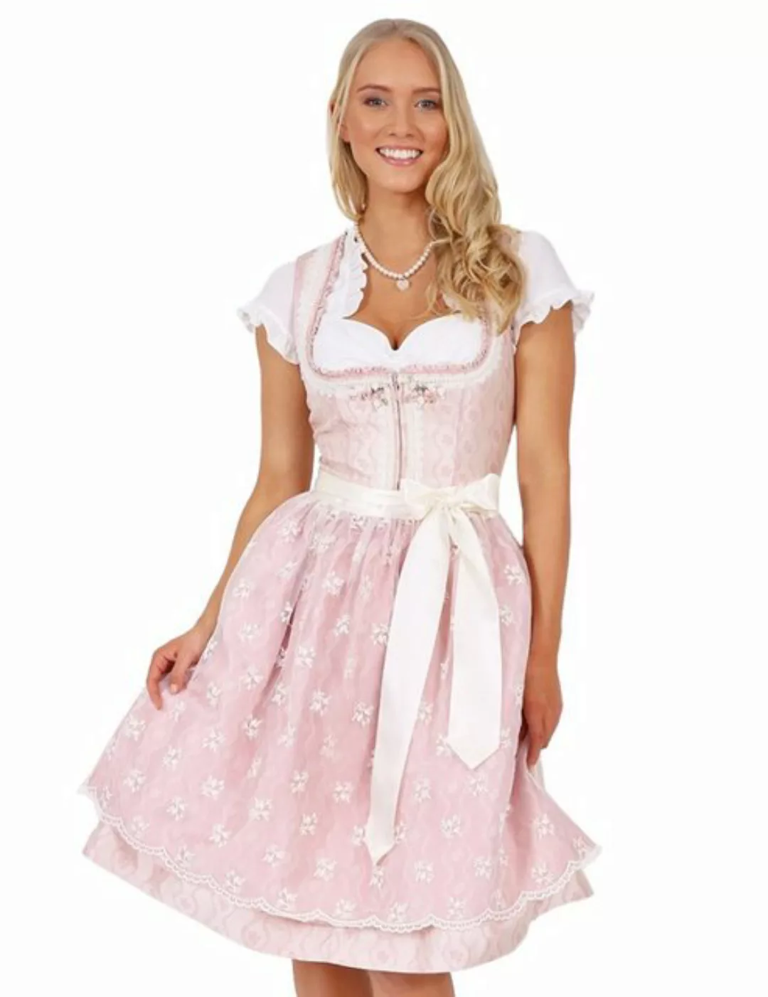 Dirndl "Princess" mit Spitzenschürze 47486 - Rosa 60 cm günstig online kaufen