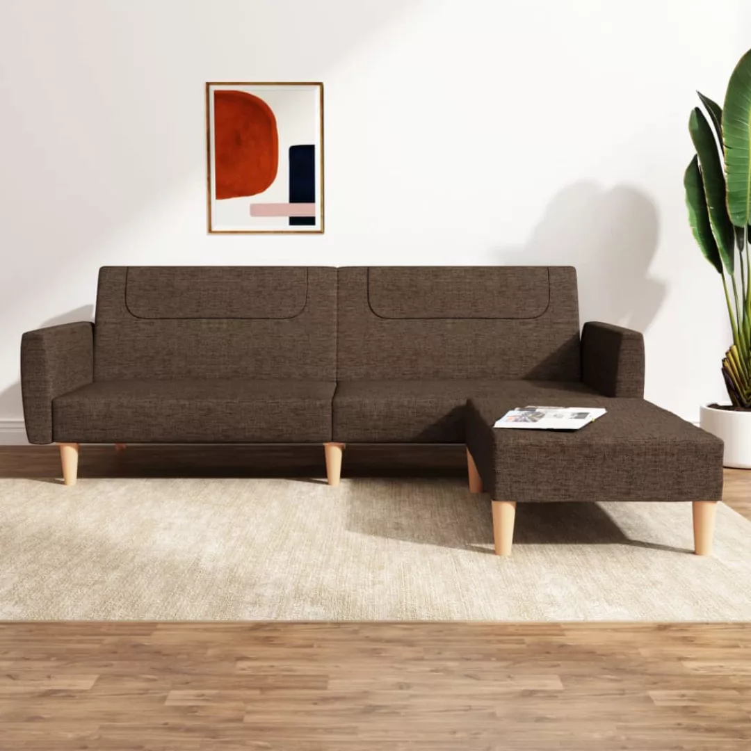 Vidaxl Schlafsofa 2-sitzer Mit Fußhocker Braun Stoff günstig online kaufen