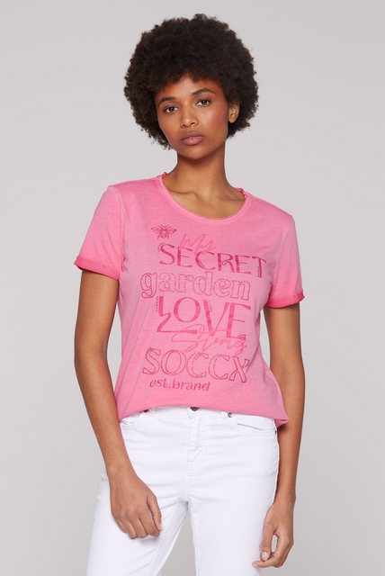 SOCCX T-Shirt SOCCX T-Shirt mit Print in Floral Pink (1-tlg) Rollkante günstig online kaufen