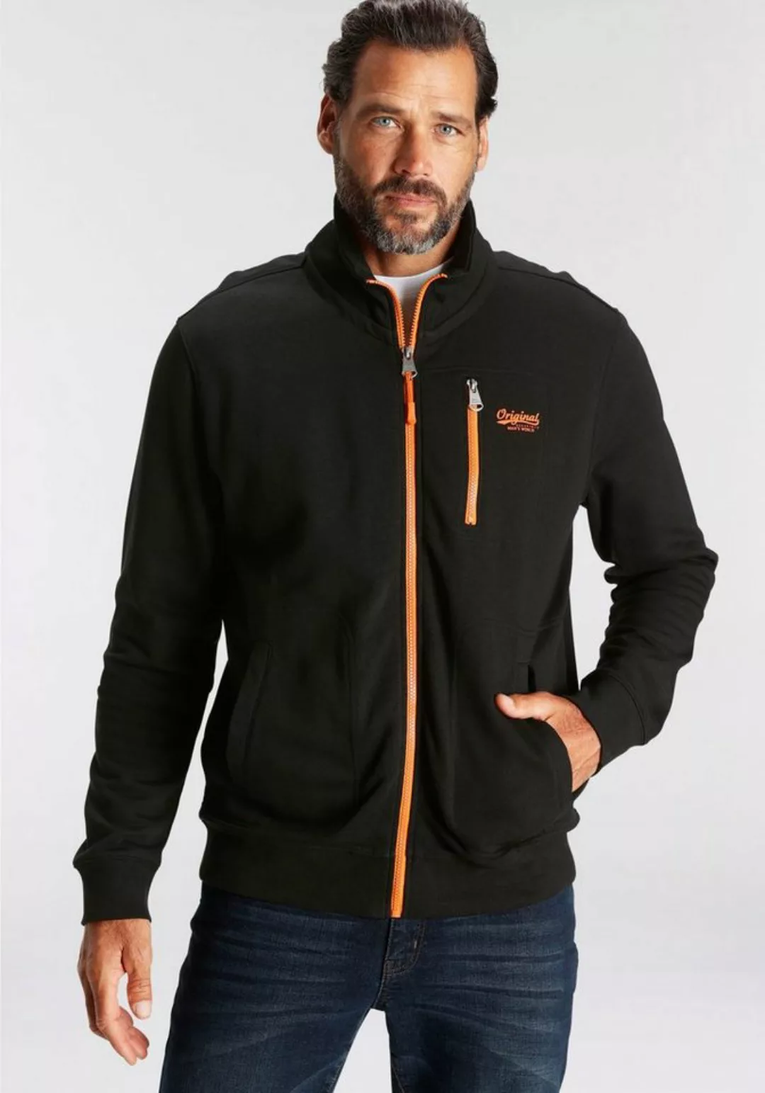 Man's World Sweatjacke mit kontrastfarbigem Reißverschluss günstig online kaufen