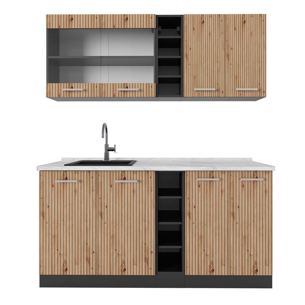 Vicco Küchenzeile R-Line, Artisan Eiche/Anthrazit, 160 günstig online kaufen