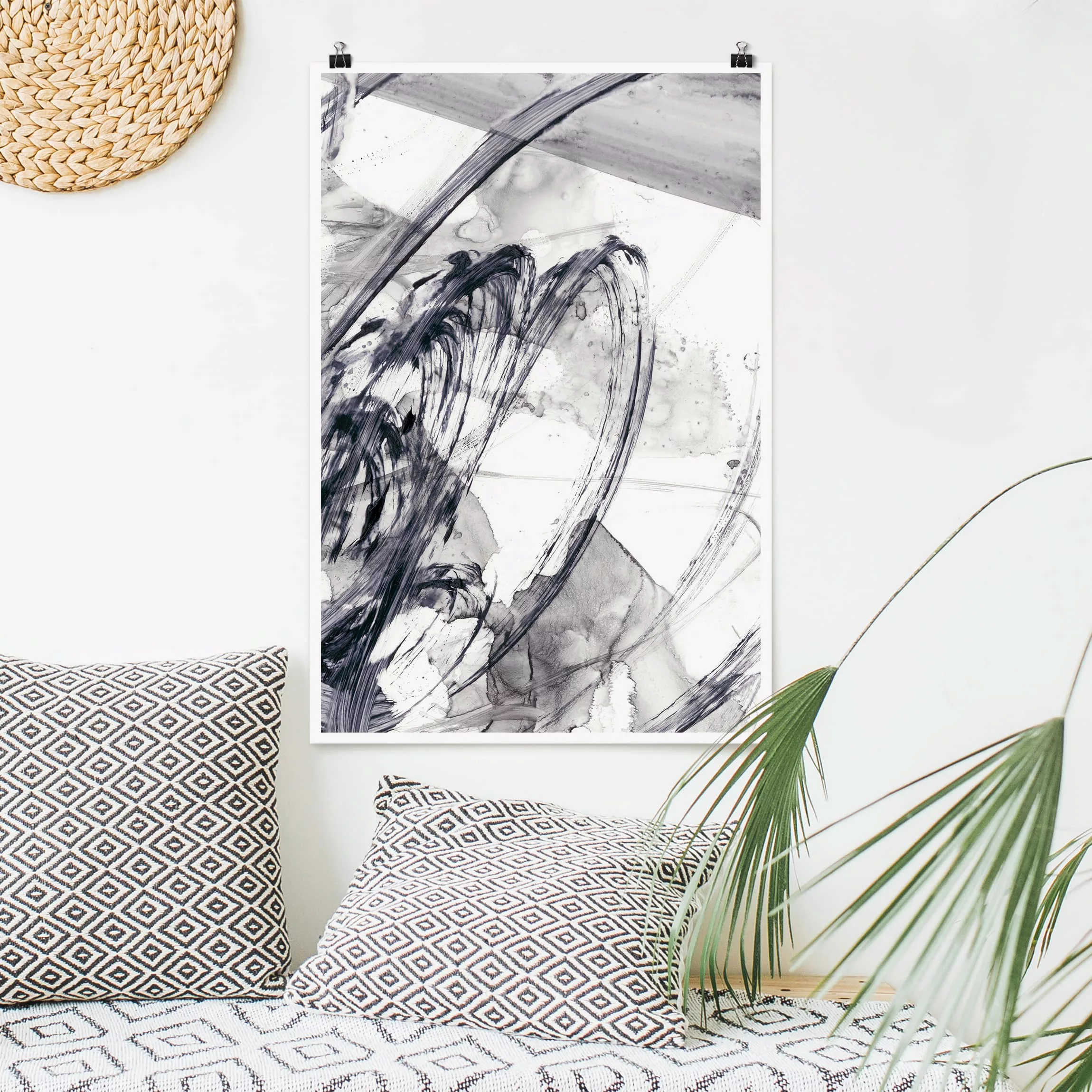 Poster Abstrakt - Hochformat Sonar Schwarz Weiß I günstig online kaufen
