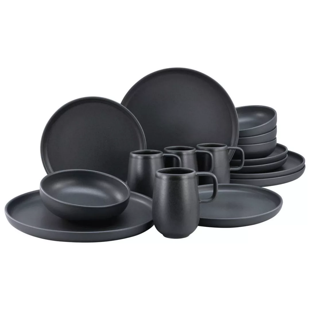 CreaTable Kombiservice »Geschirr-Set Uno Black«, (Set, 16 tlg., Kaffeeservi günstig online kaufen