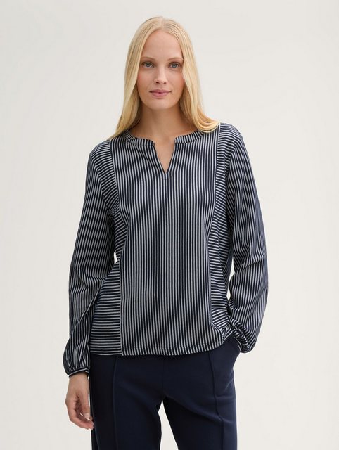 TOM TAILOR Langarmshirt Bluse mit Streifenmuster günstig online kaufen