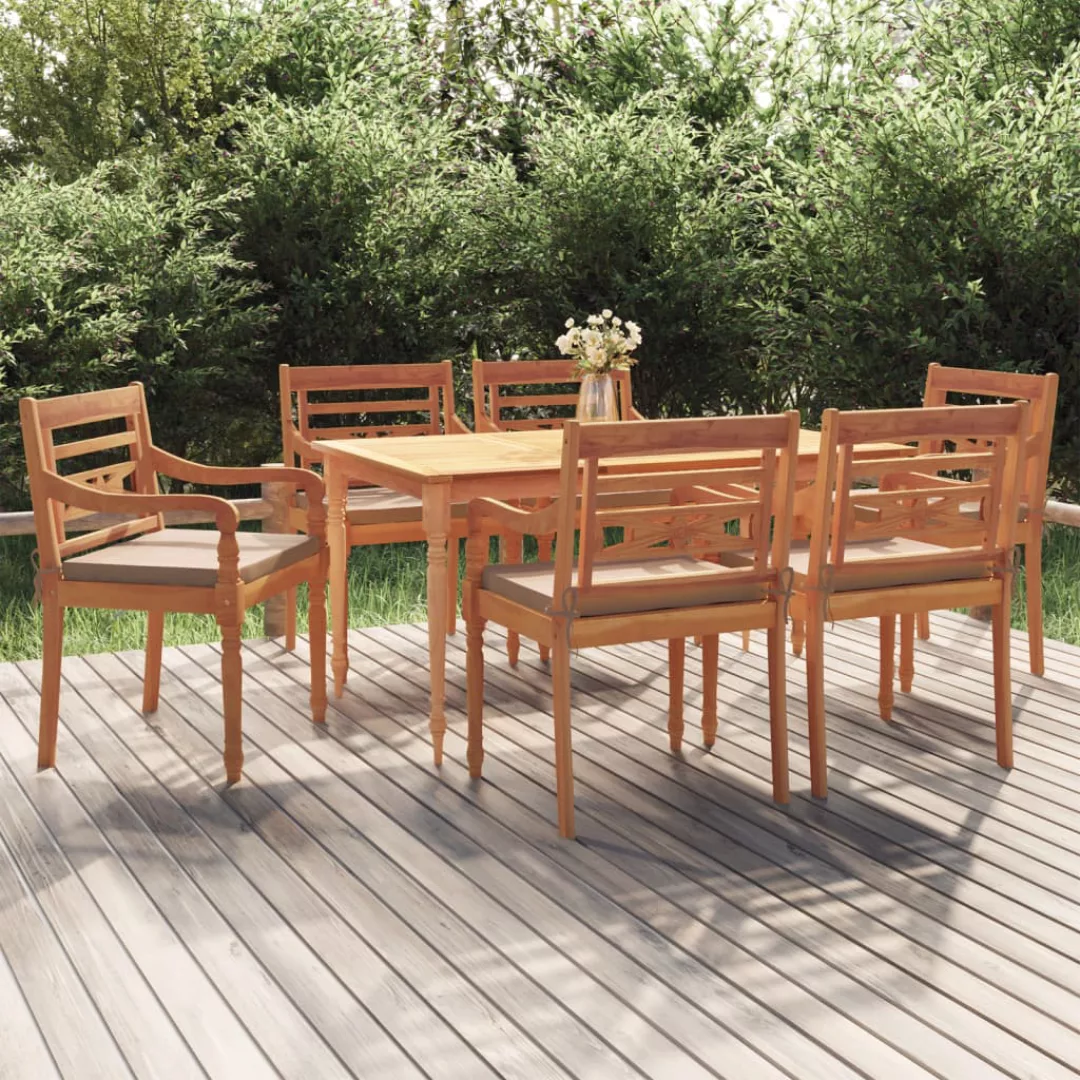 Vidaxl 7-tlg. Garten-essgruppe Mit Kissen Massivholz Teak günstig online kaufen