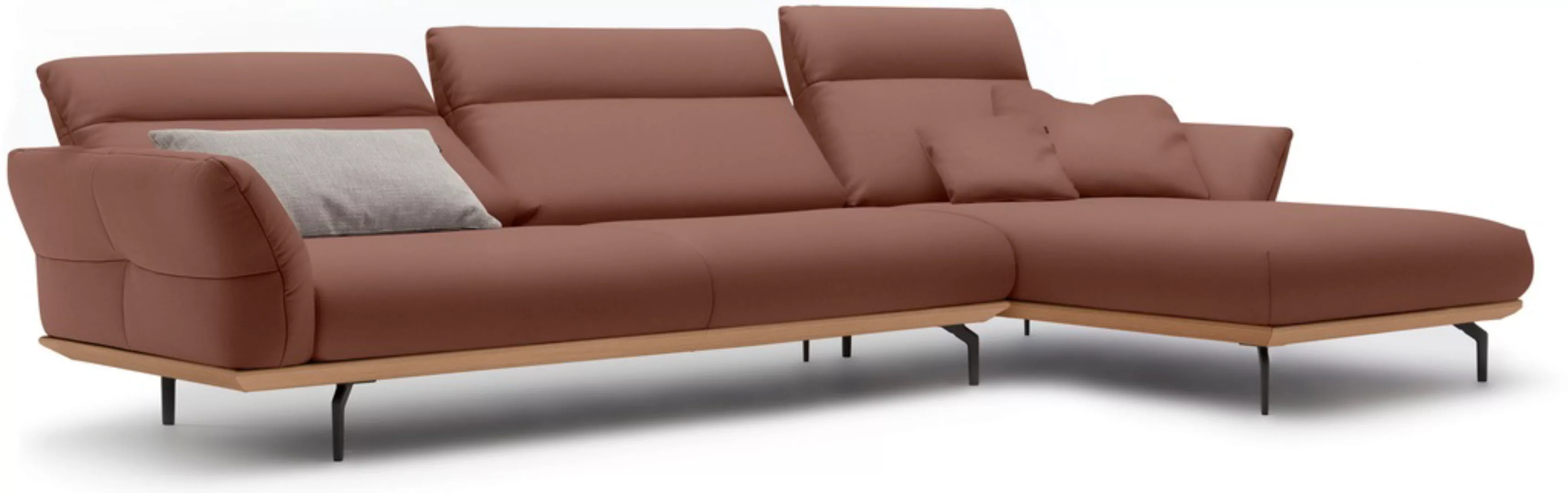 hülsta sofa Ecksofa »hs.460«, Sockel in Eiche, Winkelfüße in Umbragrau, Bre günstig online kaufen