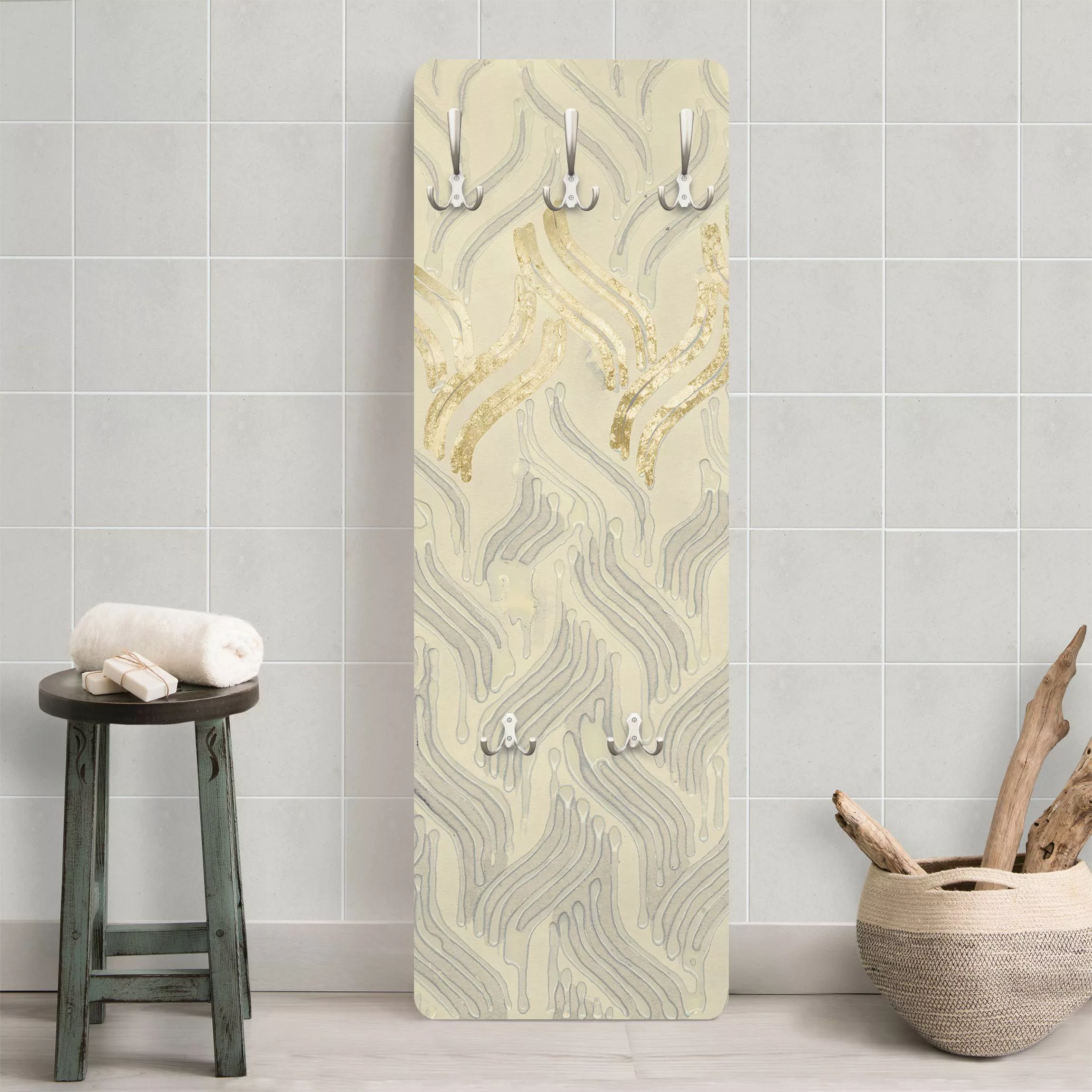 Wandgarderobe Holzpaneel Muster & Textur Chenille I günstig online kaufen