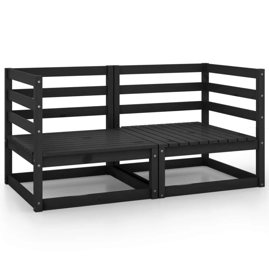 Garten-ecksofas 2 Stk. Schwarz Kiefer Massivholz günstig online kaufen