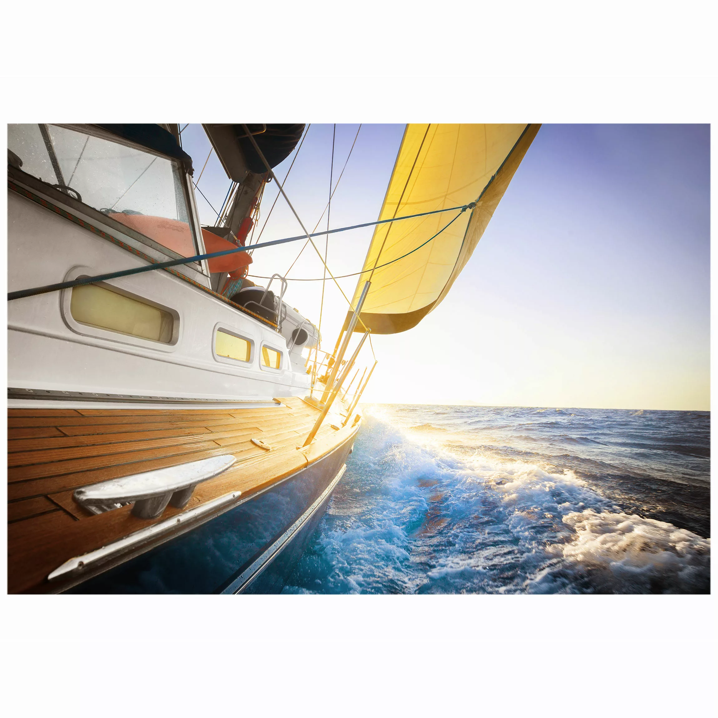 Fensterfolie Segelboot auf blauem Meer bei Sonnenschein günstig online kaufen