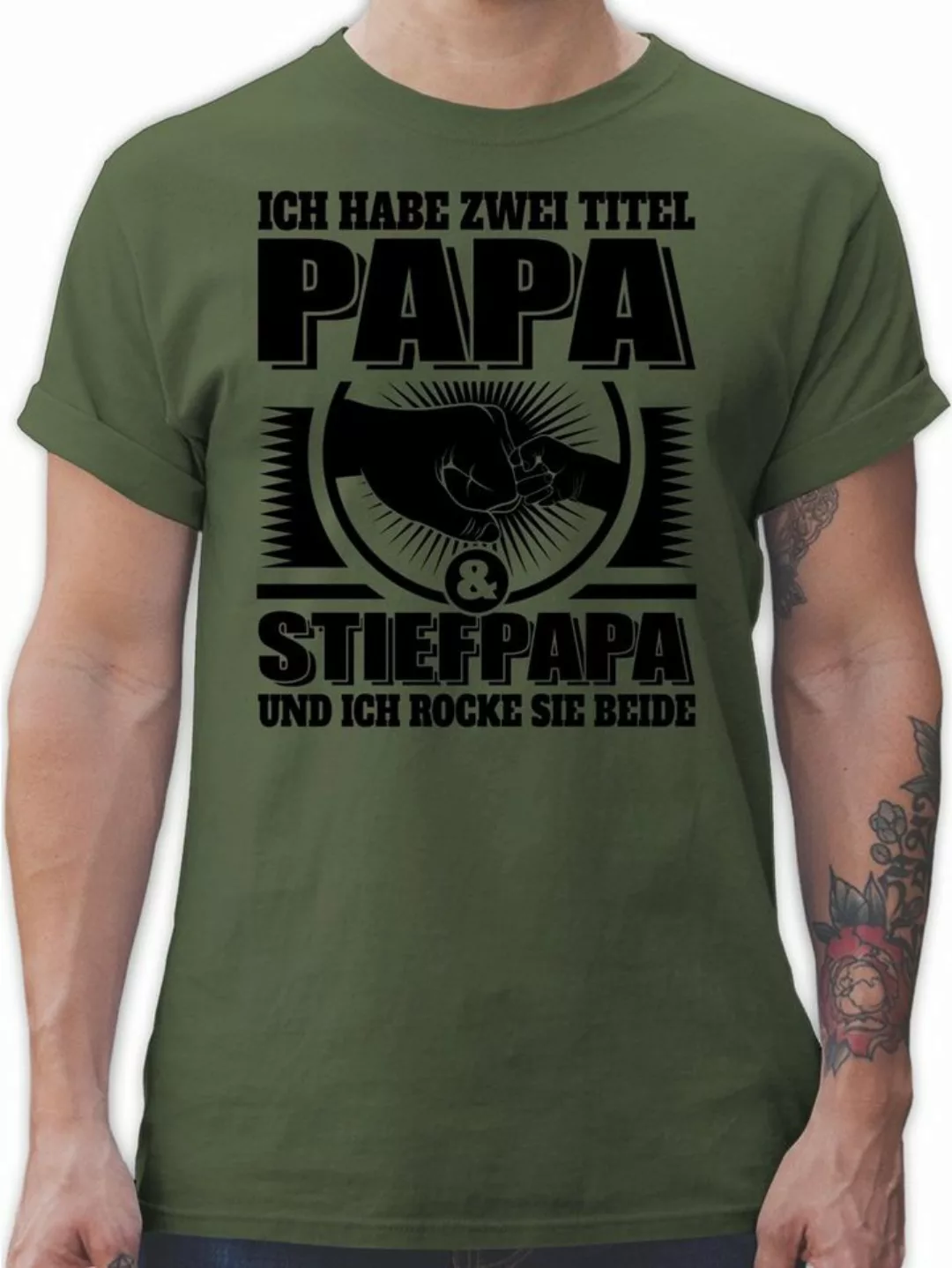 Shirtracer T-Shirt Ich habe zwei Titel - Papa und Stiefpapa und ich rocke s günstig online kaufen