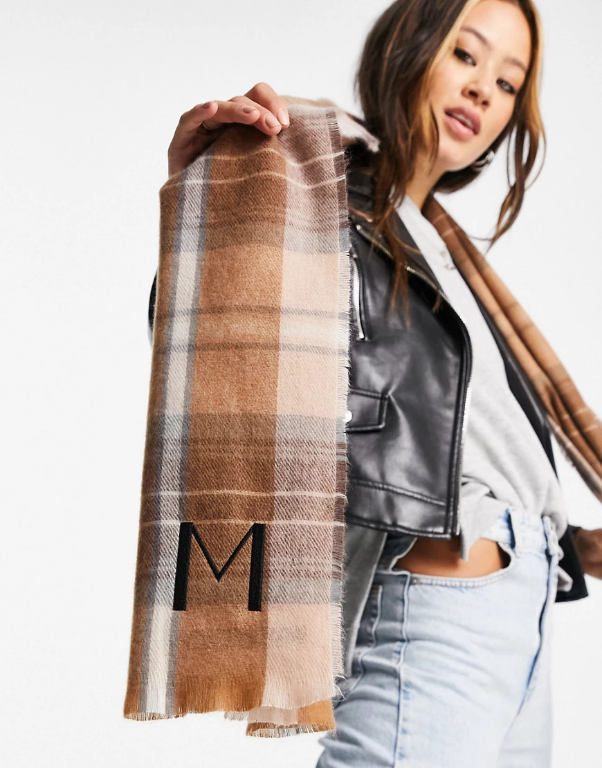 ASOS DESIGN – Heritage – Personalisierter, mehrfarbiger Schal mit der Initi günstig online kaufen