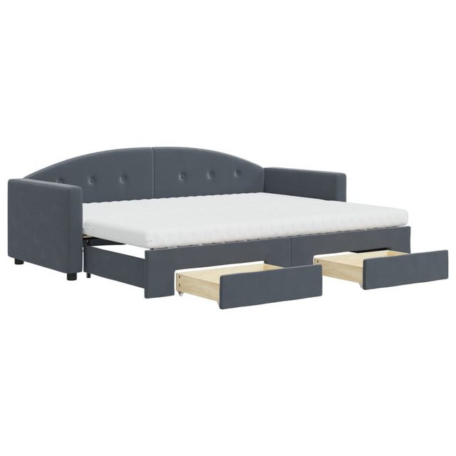 vidaXL Bett, Tagesbett Ausziehbar mit Schubladen Dunkelgrau 80x200 cm Samt günstig online kaufen