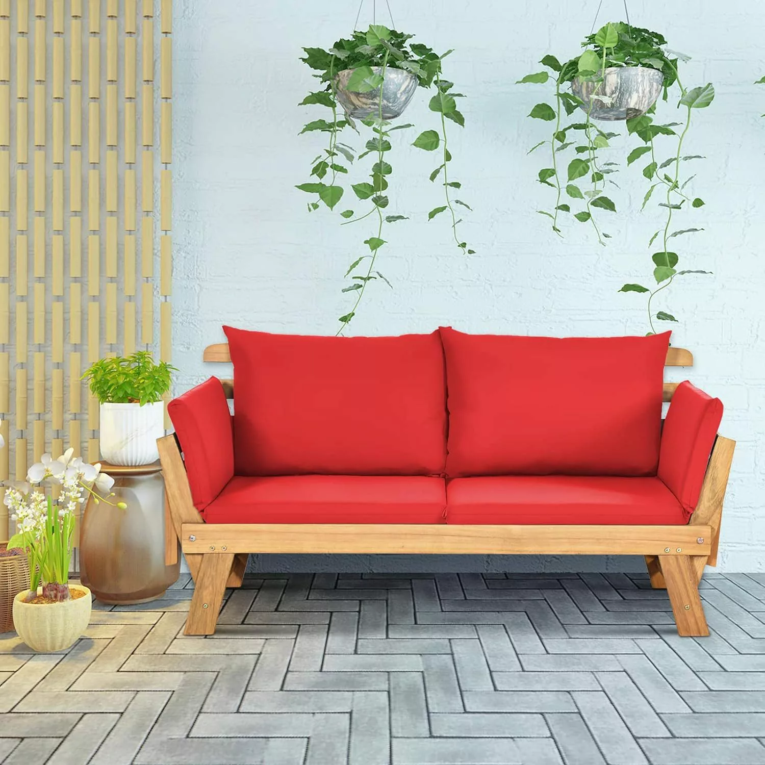 KOMFOTTEU Gartenbank 2-3 Sitzer Holzbank, mit günstig online kaufen