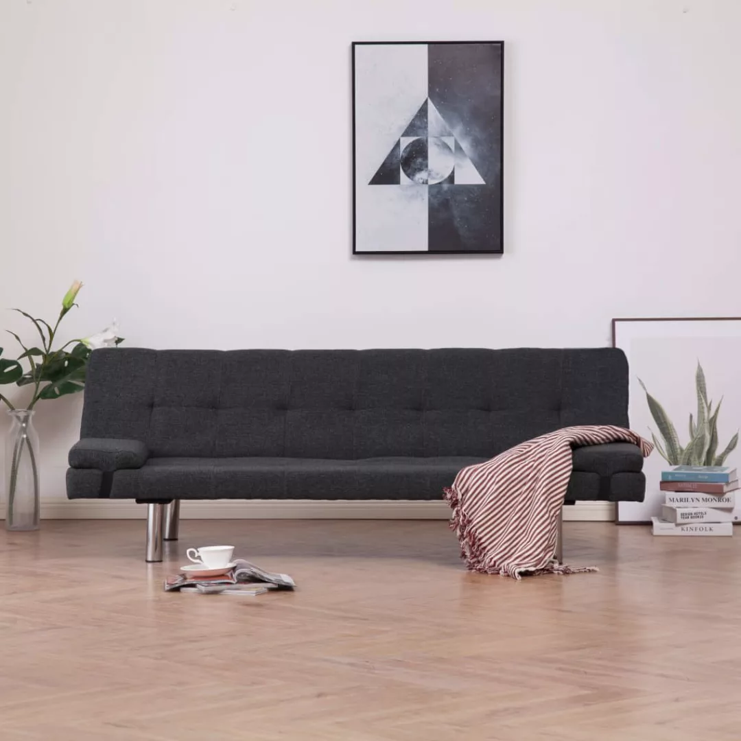 Schlafsofa Mit Zwei Kissen Dunkelgrau Polyester günstig online kaufen