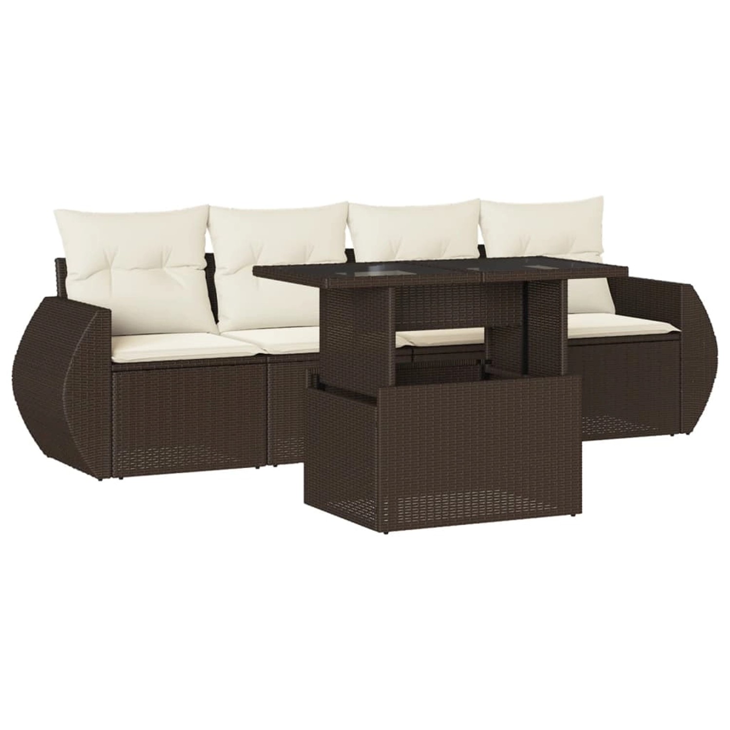 vidaXL 5-Tlg Garten-Sofagarnitur mit Kissen Braun Poly Rattan 3268363 günstig online kaufen