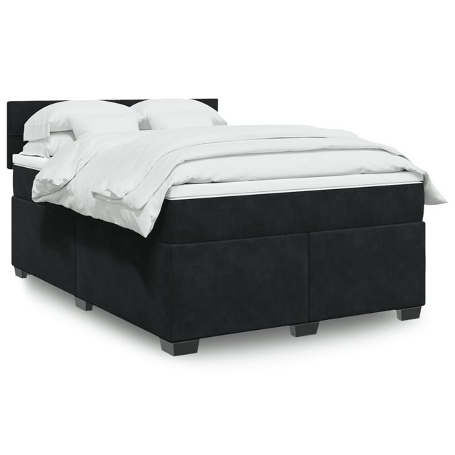 vidaXL Boxspringbett, Boxspringbett mit Matratze Schwarz 140x200 cm Samt günstig online kaufen