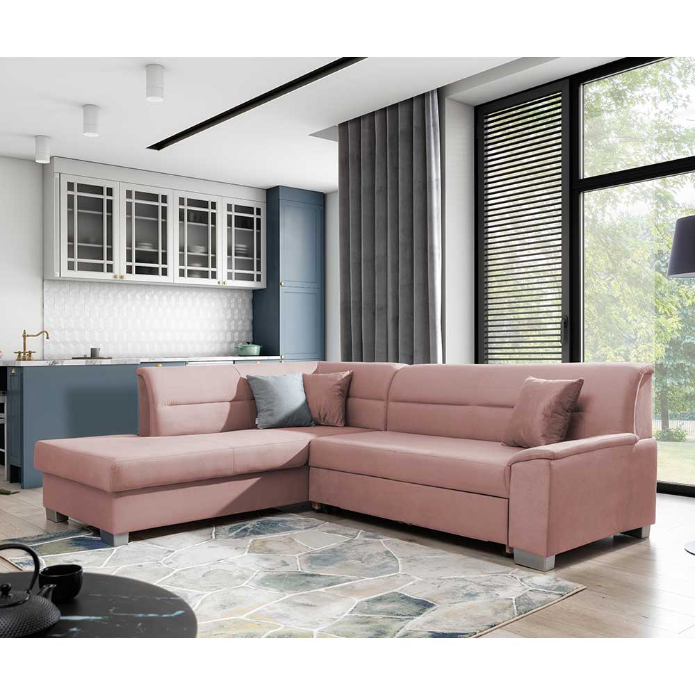 Ecksofa Sofaecke mit Schlaffunktion in Altrosa günstig online kaufen