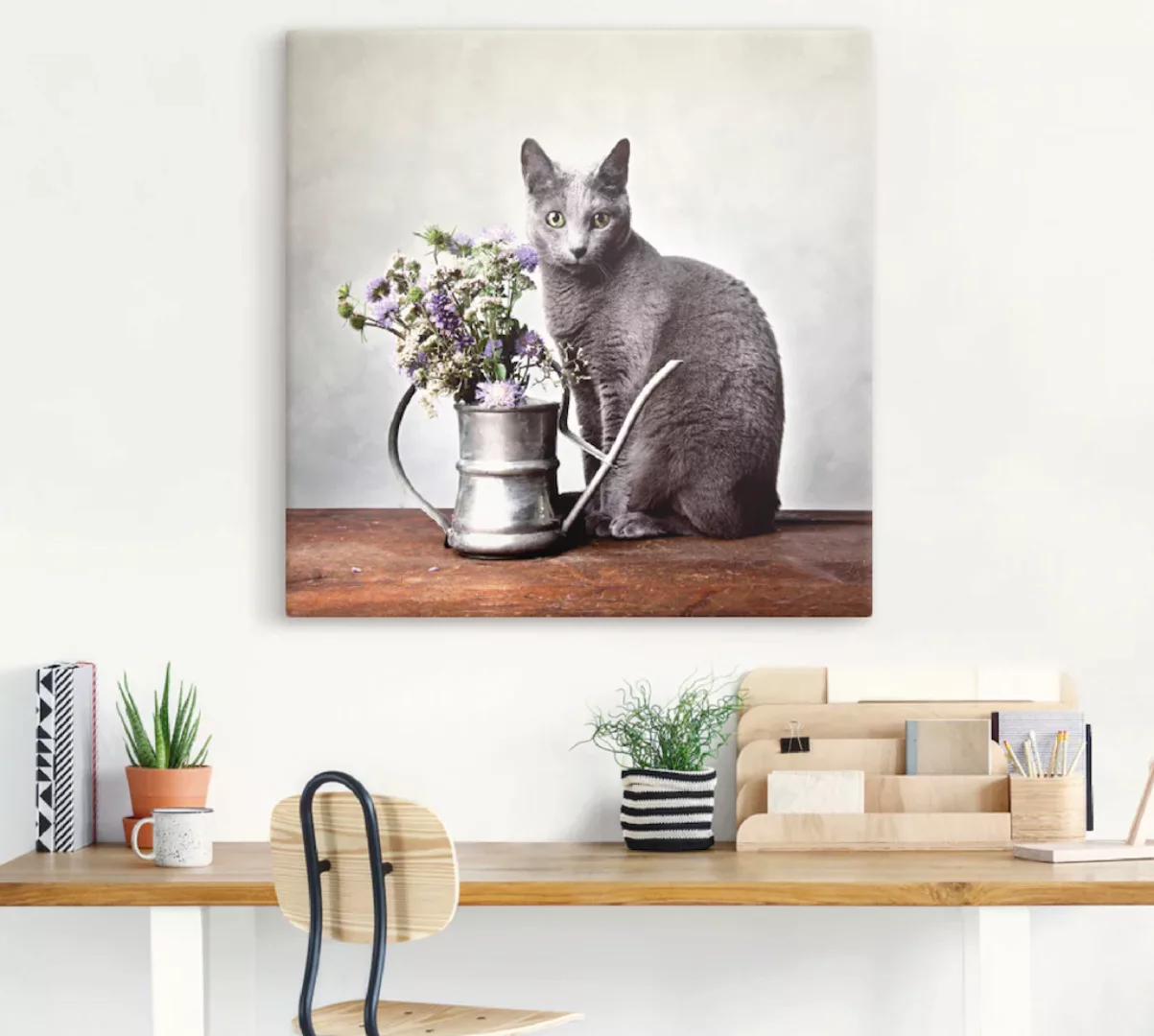 Artland Wandbild "Katze mit Deko", Haustiere, (1 St.), als Alubild, Outdoor günstig online kaufen