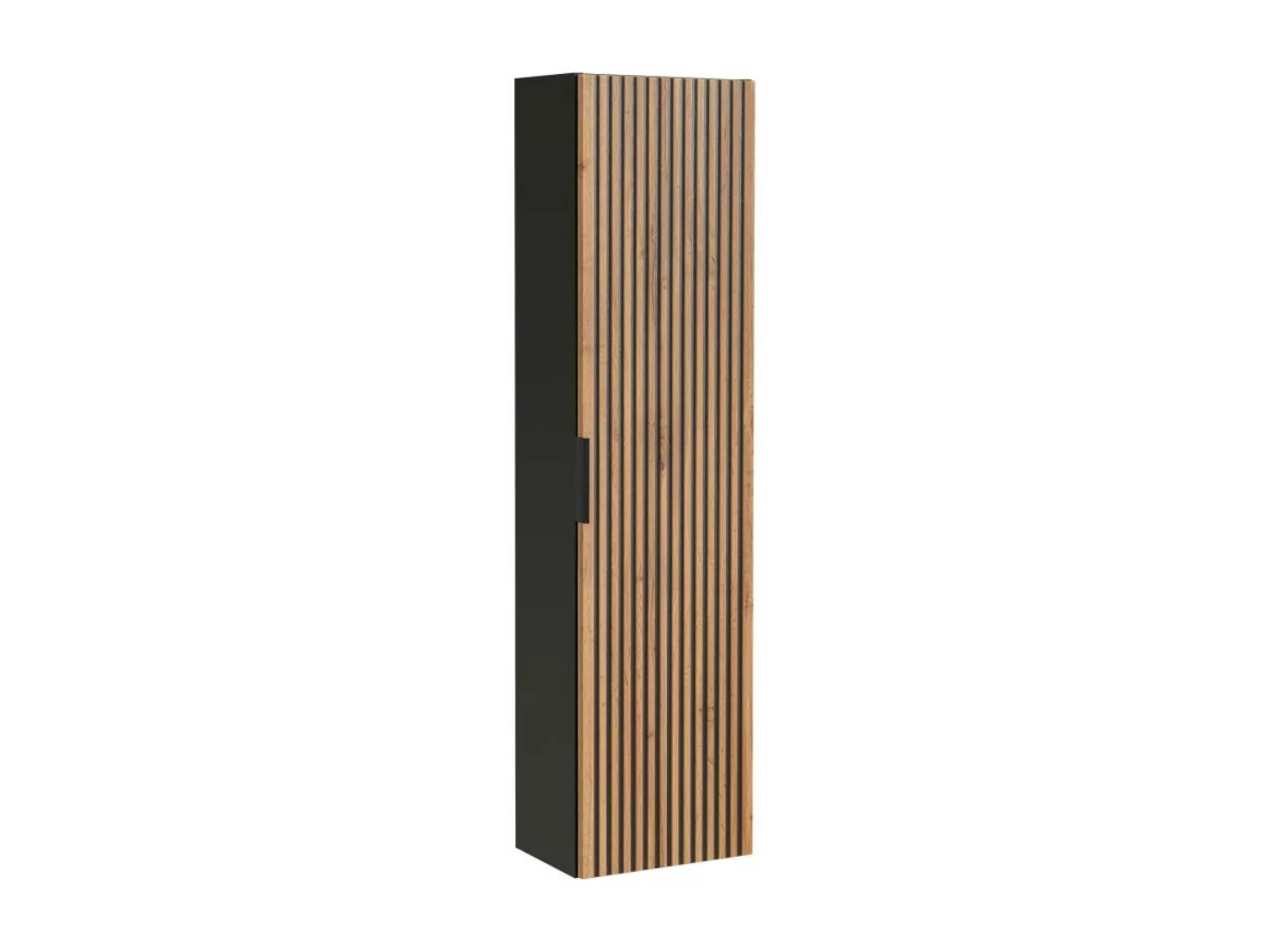 Badhochschrank hängend - Holzfarben hell & Schwarz - 140 cm - MADELA günstig online kaufen