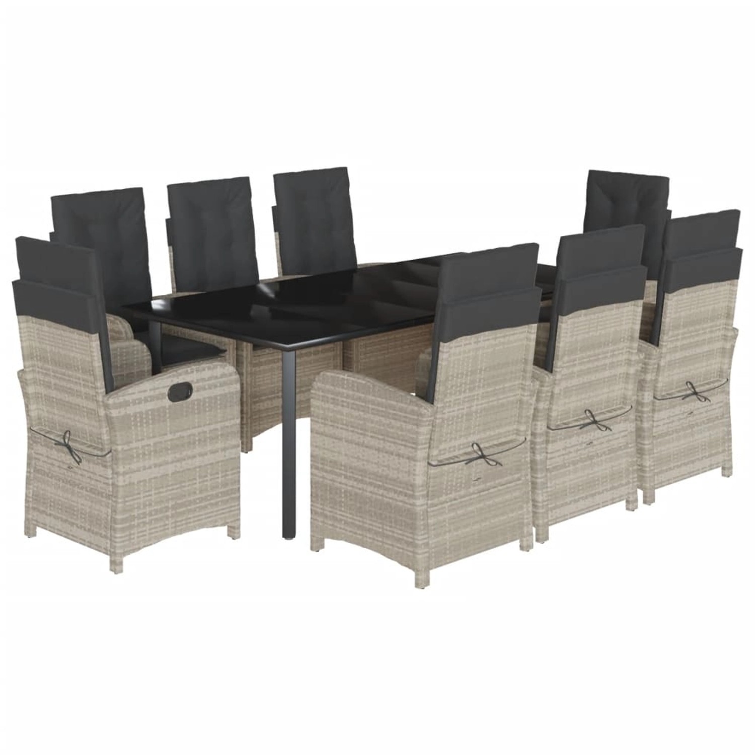 vidaXL 9-Tlg Garten-Essgruppe mit Kissen Hellgrau Poly Rattan 3212861 günstig online kaufen