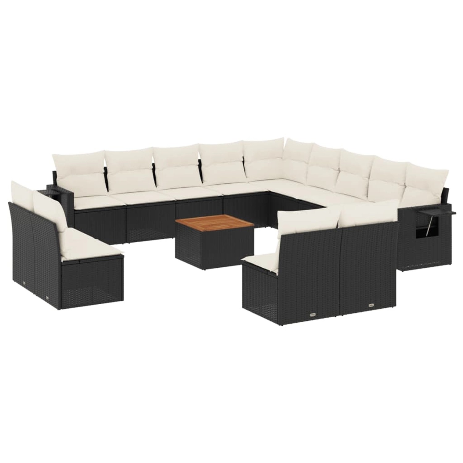 vidaXL 14-Tlg Garten-Sofagarnitur mit Kissen Schwarz Poly Rattan 3257148 günstig online kaufen