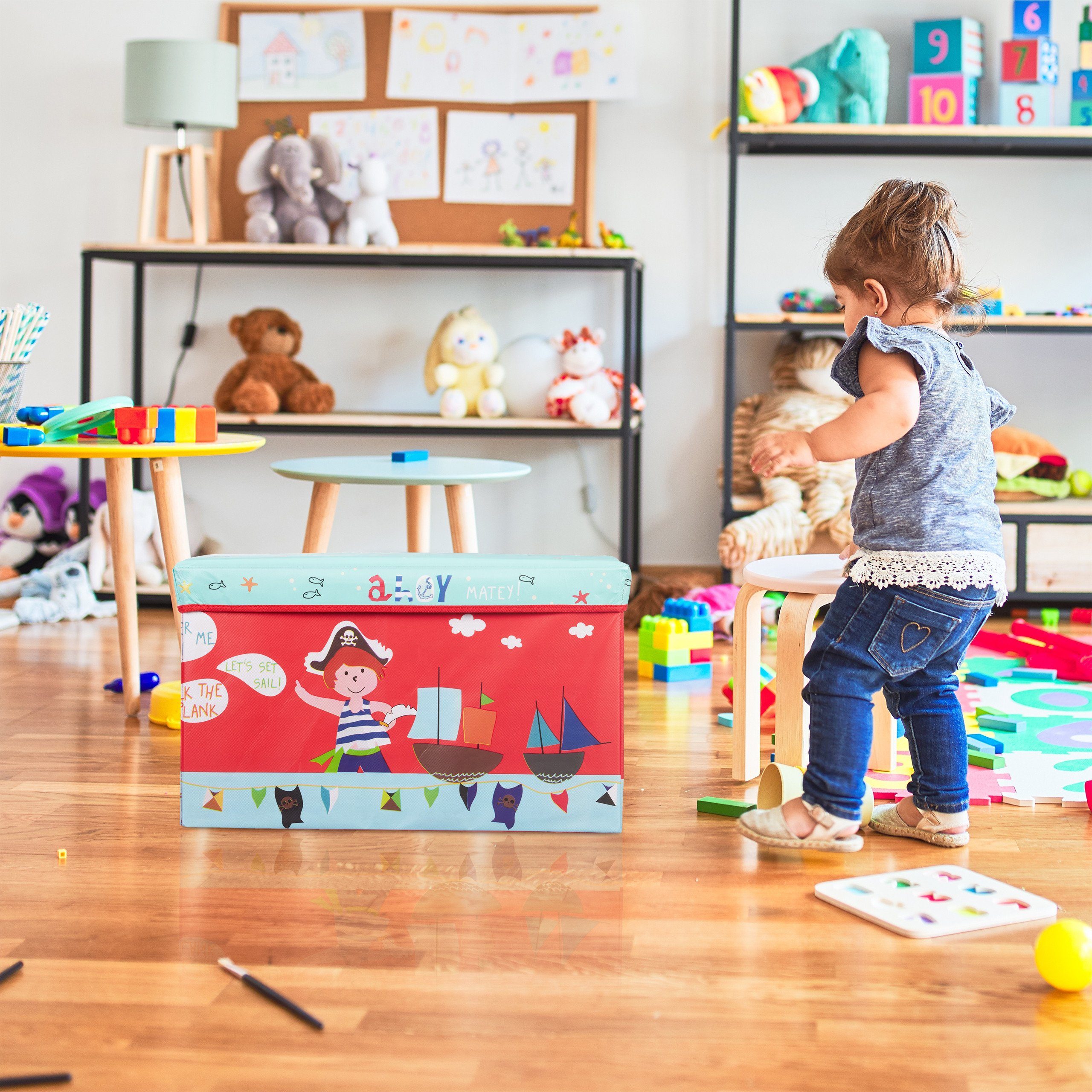 relaxdays Spielzeugtruhe Sitzbox für Kinder, Pirat günstig online kaufen