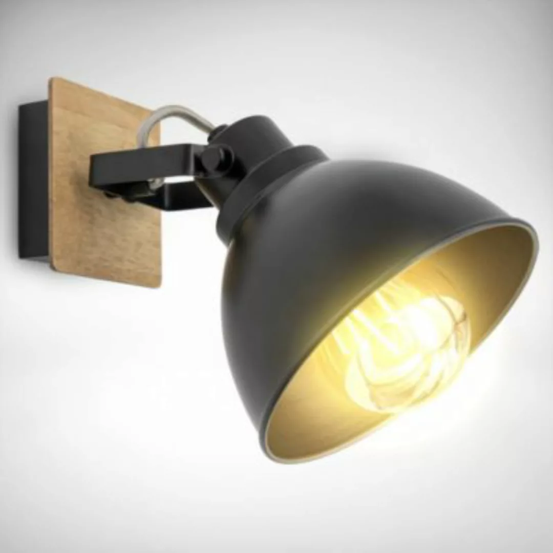 B.K.Licht LED Wandlampe Retro Wandspot Vintage Wandleuchte Holz Industrie W günstig online kaufen
