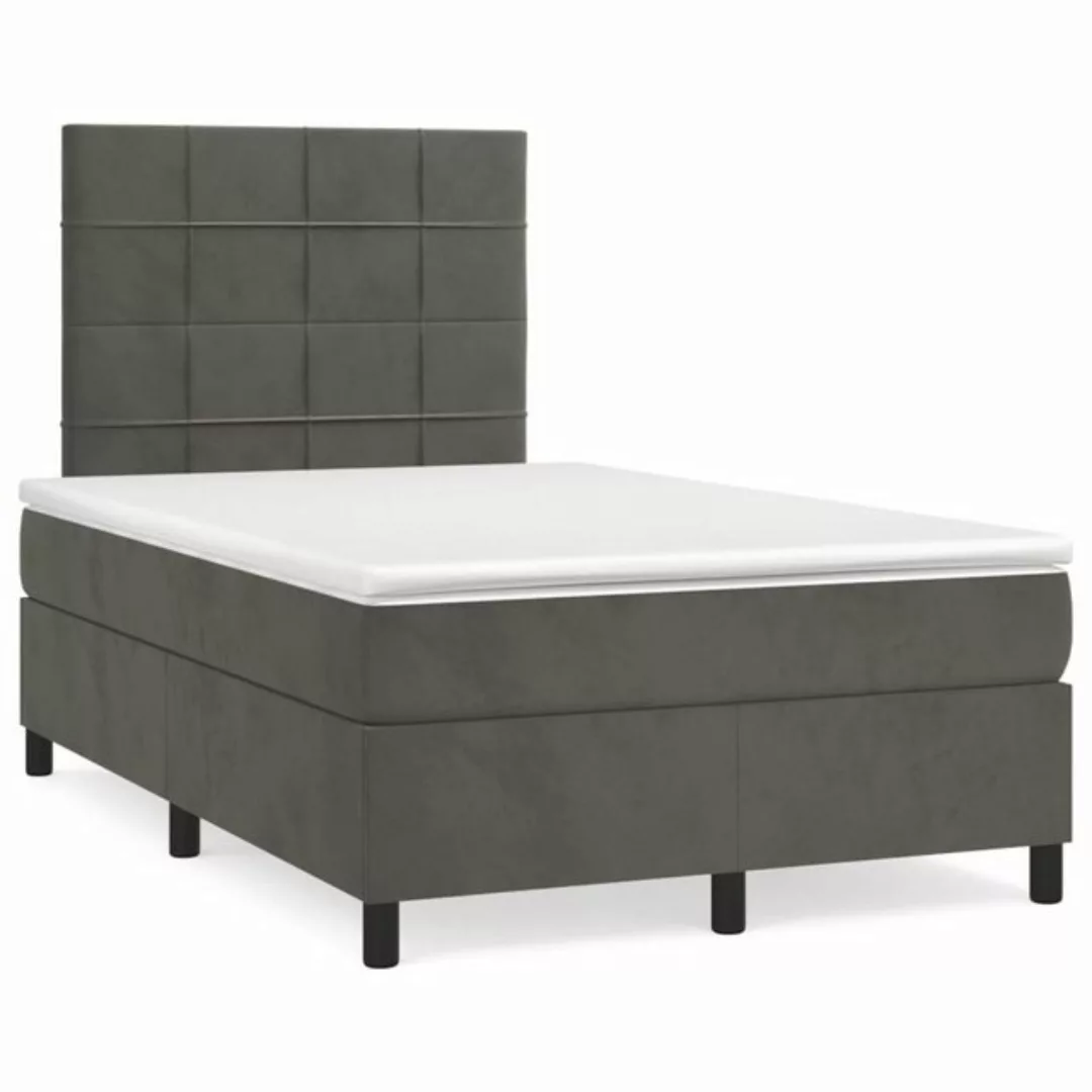 vidaXL Boxspringbett Boxspringbett mit Matratze Dunkelgrau 120x200 cm Samt günstig online kaufen