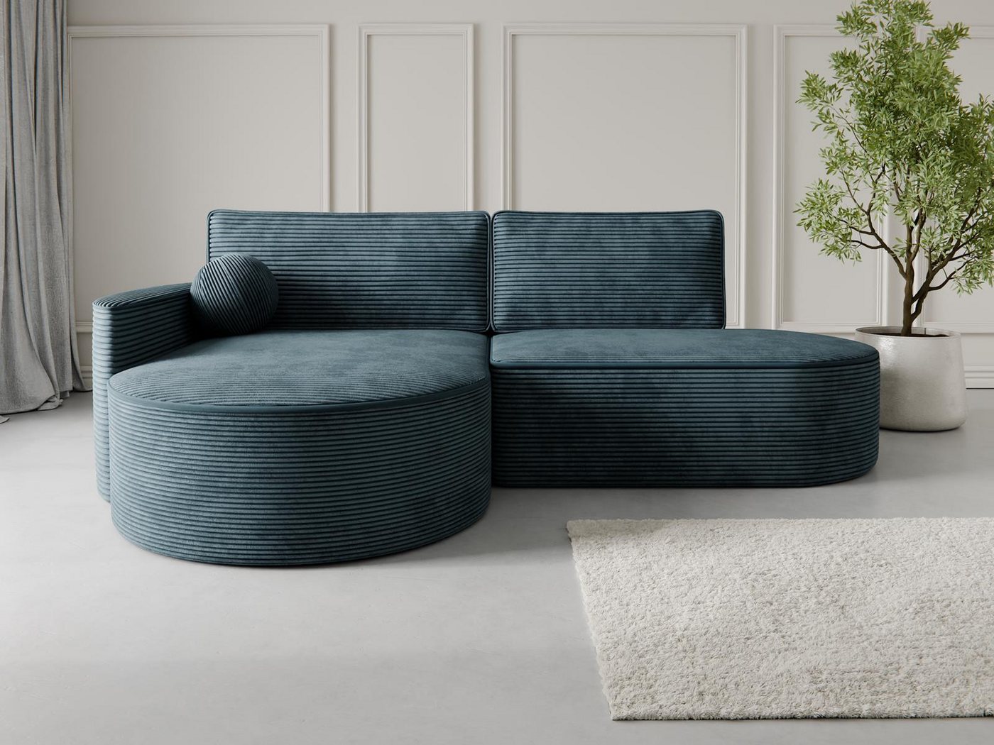 Compleo Ecksofa L MORENO, Designer Couch L, Exklusives Ecksofa, Cord, Velve günstig online kaufen