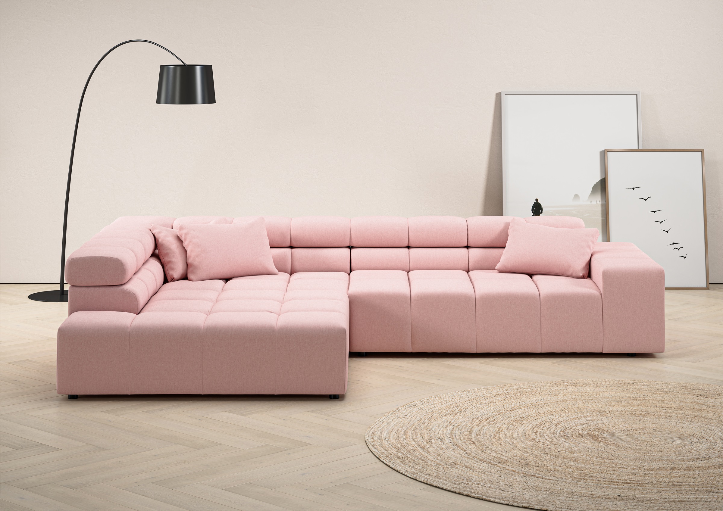 INOSIGN Ecksofa Ancona incl. Kopfteilverstellung, Zierkissen Breite 319cm, günstig online kaufen