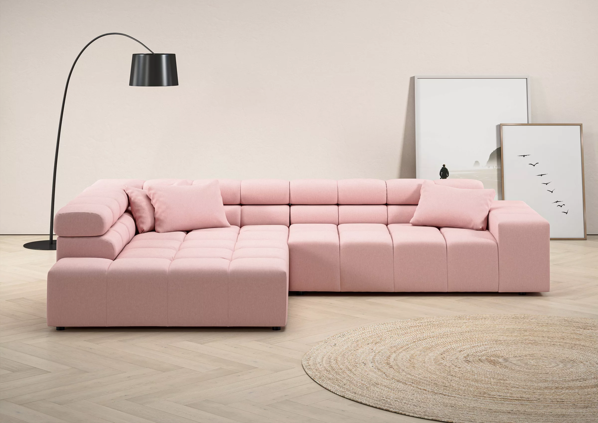 INOSIGN Ecksofa "Ancona incl. Kopfteilverstellung, Zierkissen Breite 319cm, günstig online kaufen