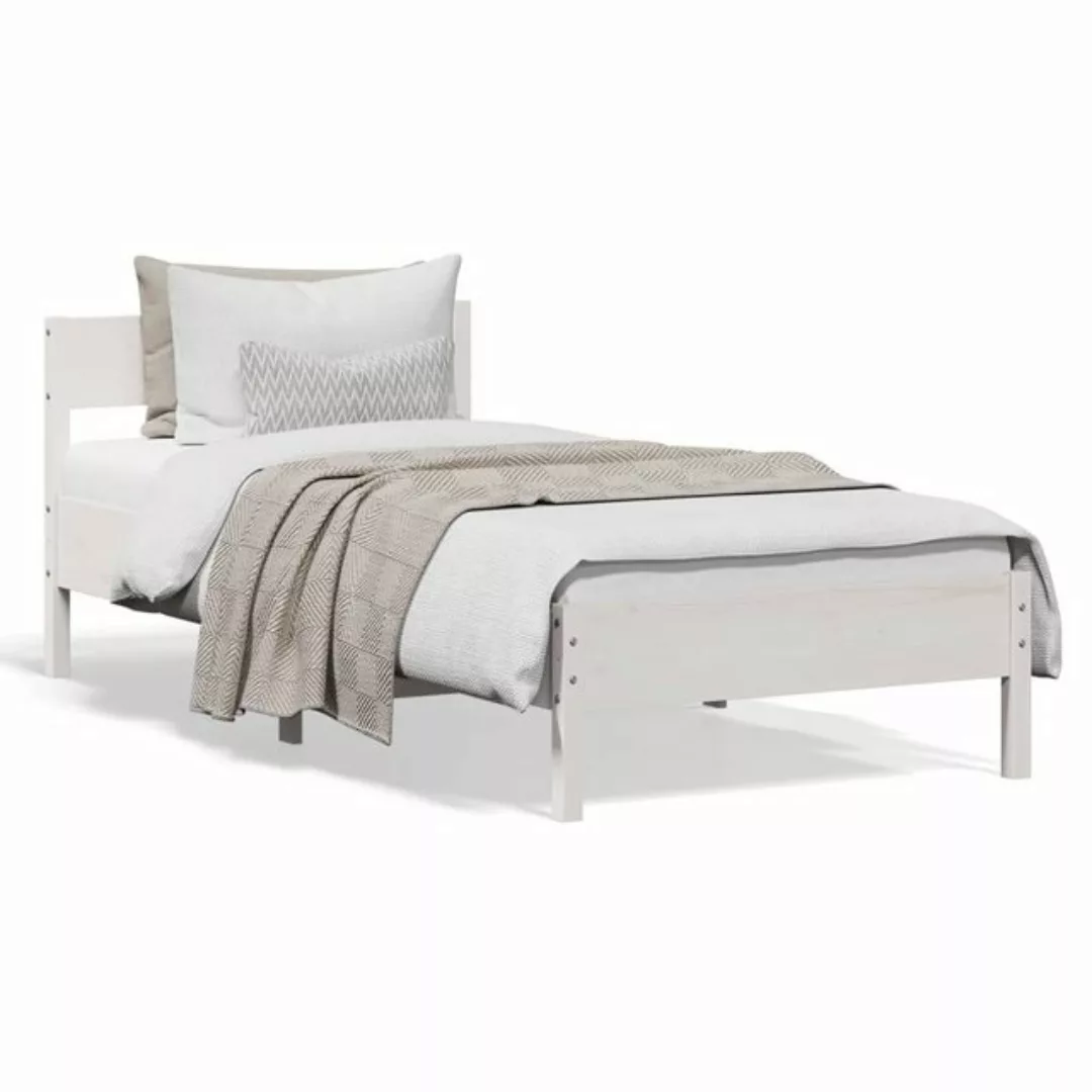 vidaXL Bett Massivholzbett ohne Matratze Weiß 75x190 cm Kiefernholz günstig online kaufen