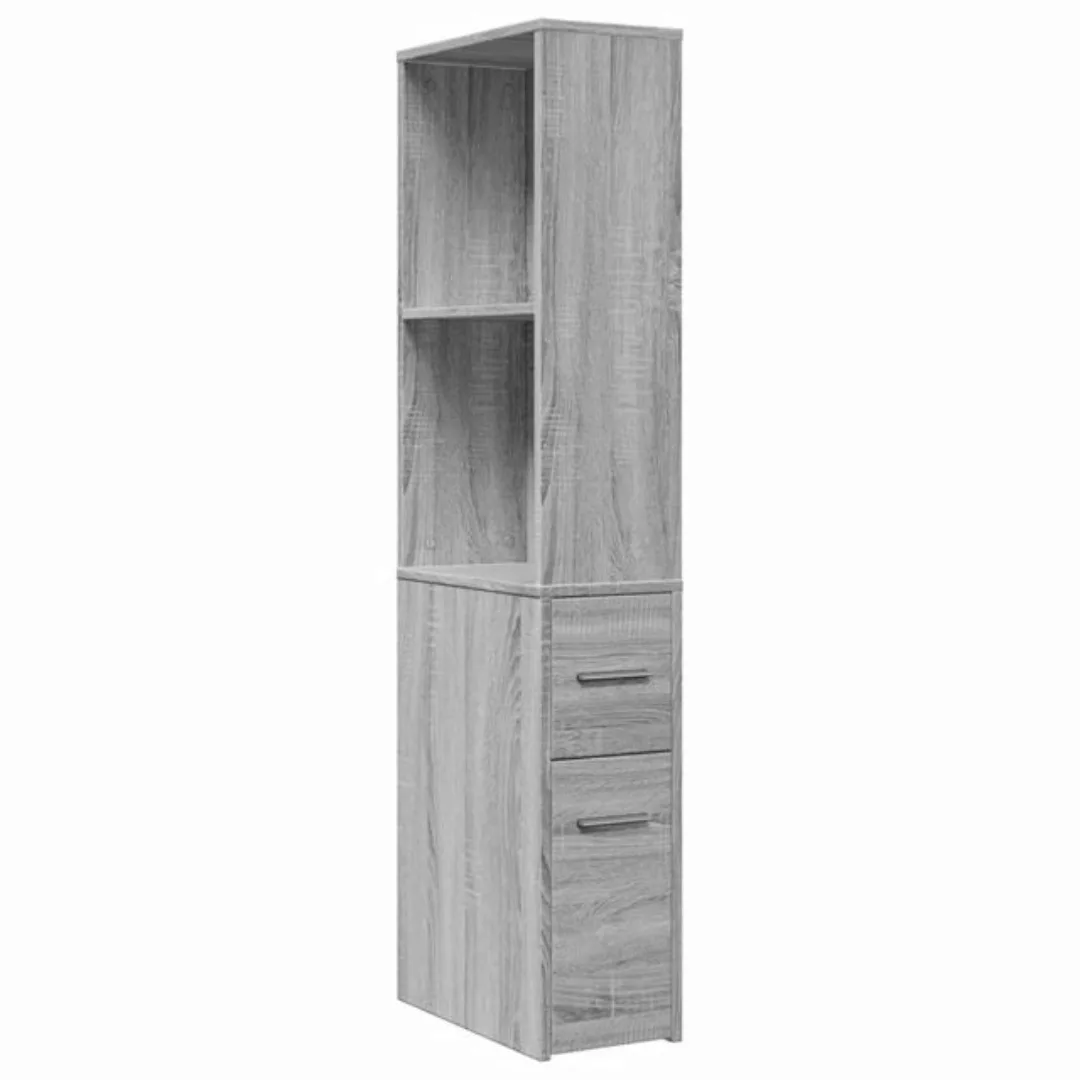 vidaXL Fächerschrank Badschrank Schmal mit Rollen Grau Sonoma Holzwerkstoff günstig online kaufen