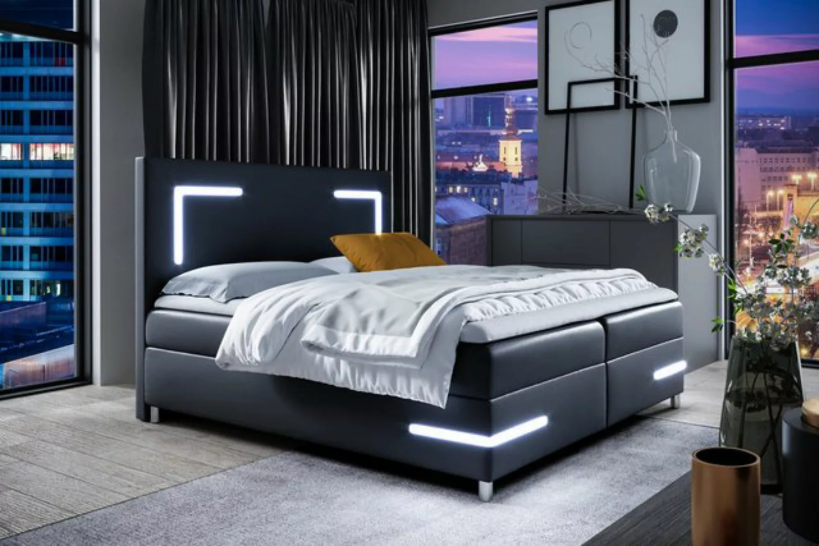 Schlaffabrik Boxspringbett DELOS LED (Madryt 9100), inkl. Matratze, Topper, günstig online kaufen