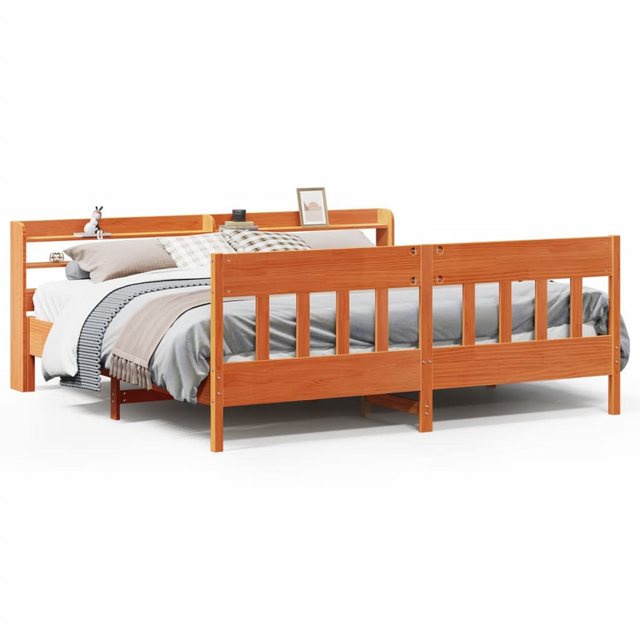 vidaXL Bett, Massivholzbett ohne Matratze Wachsbraun 180x200 Kiefernholz günstig online kaufen