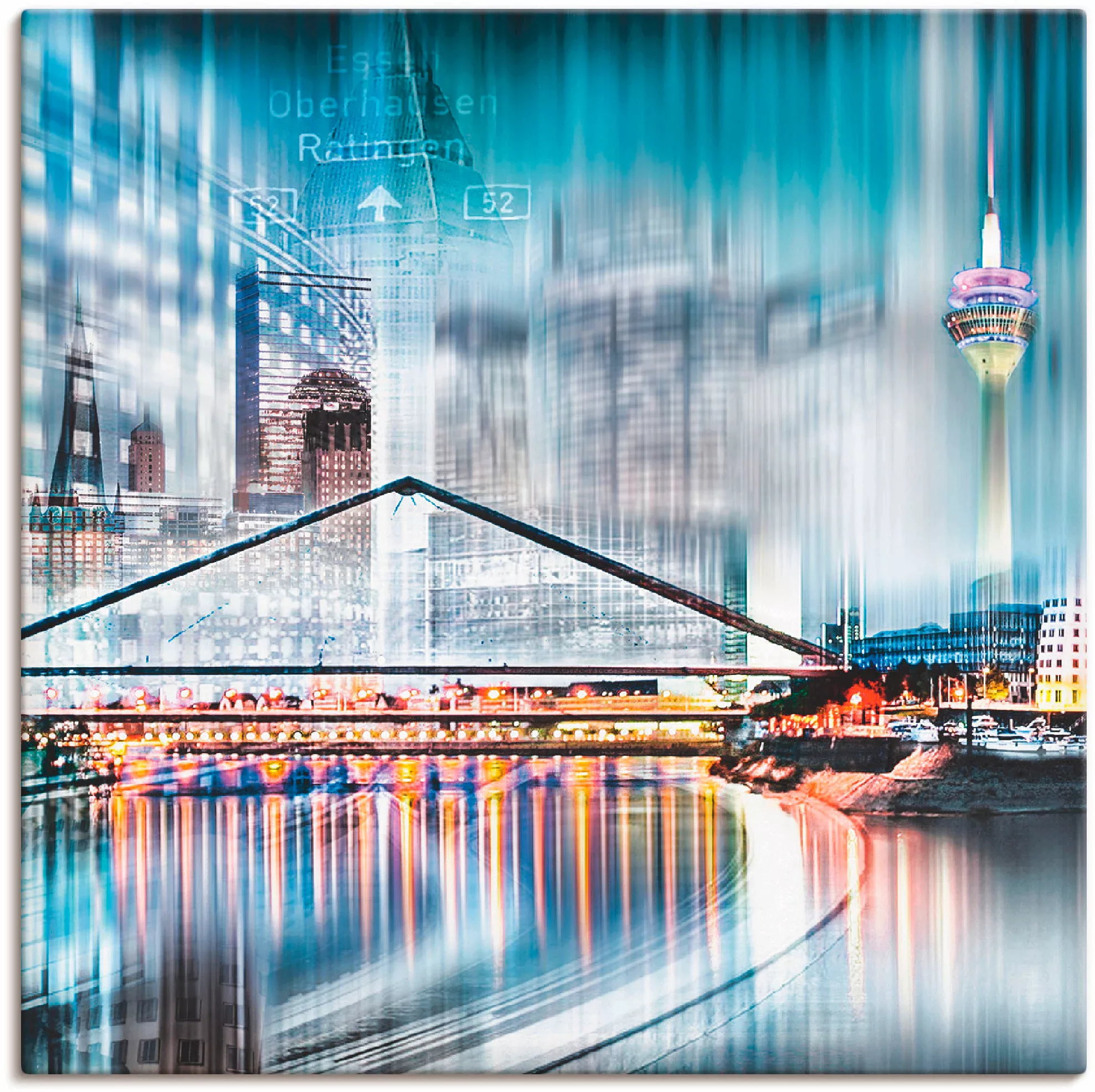 Artland Leinwandbild »Düsseldorf Collage Skyline 13«, Deutschland, (1 St.), günstig online kaufen