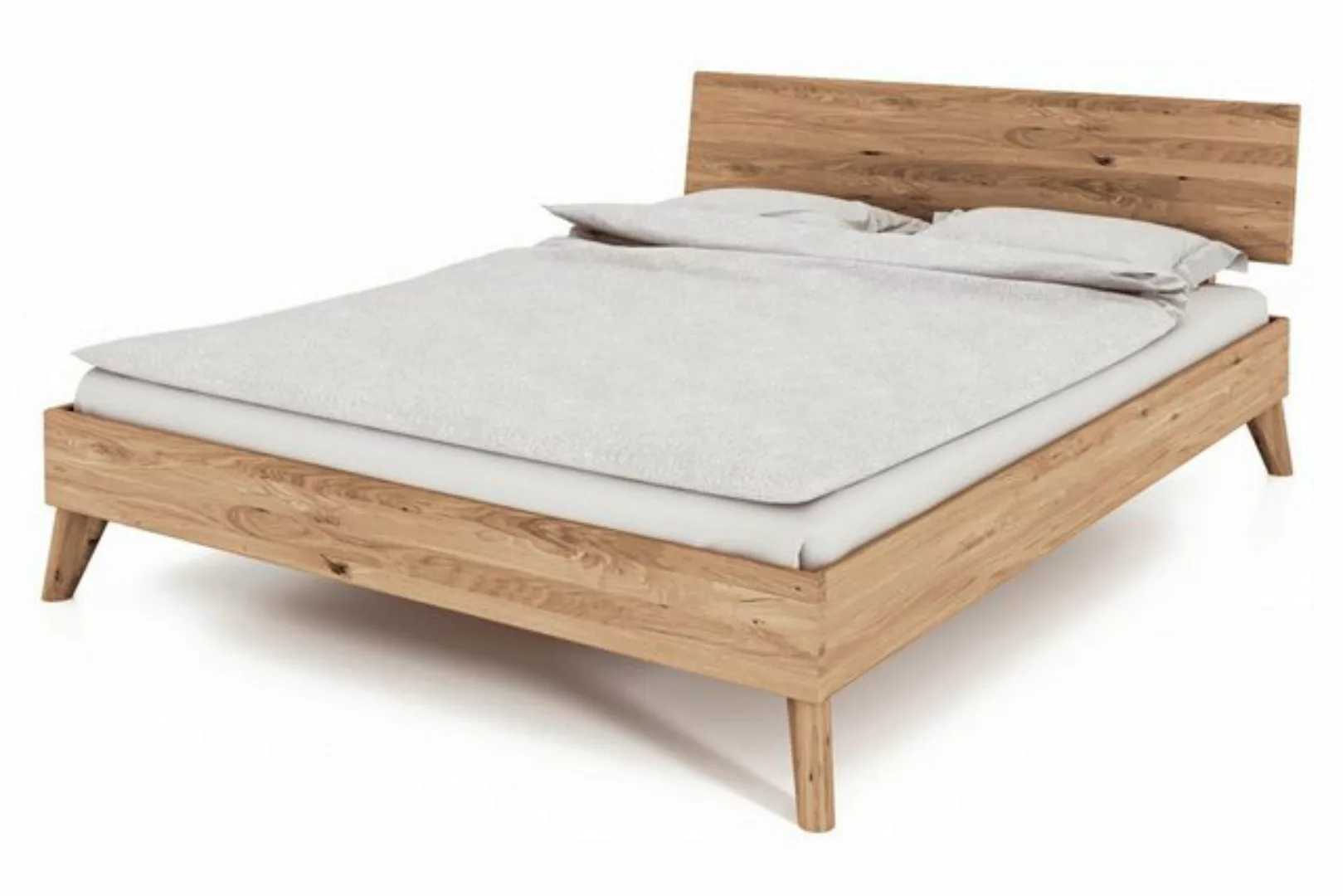 Natur24 Einzelbett Bett Gerg 1 Wildeiche massiv 160x200cm mit Holzkopfteil günstig online kaufen