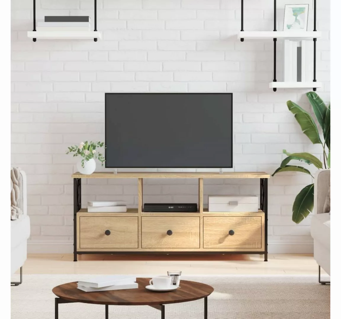 furnicato TV-Schrank Sonoma Eiche 102x33x45 cm Holzwerkstoff & Eisen günstig online kaufen
