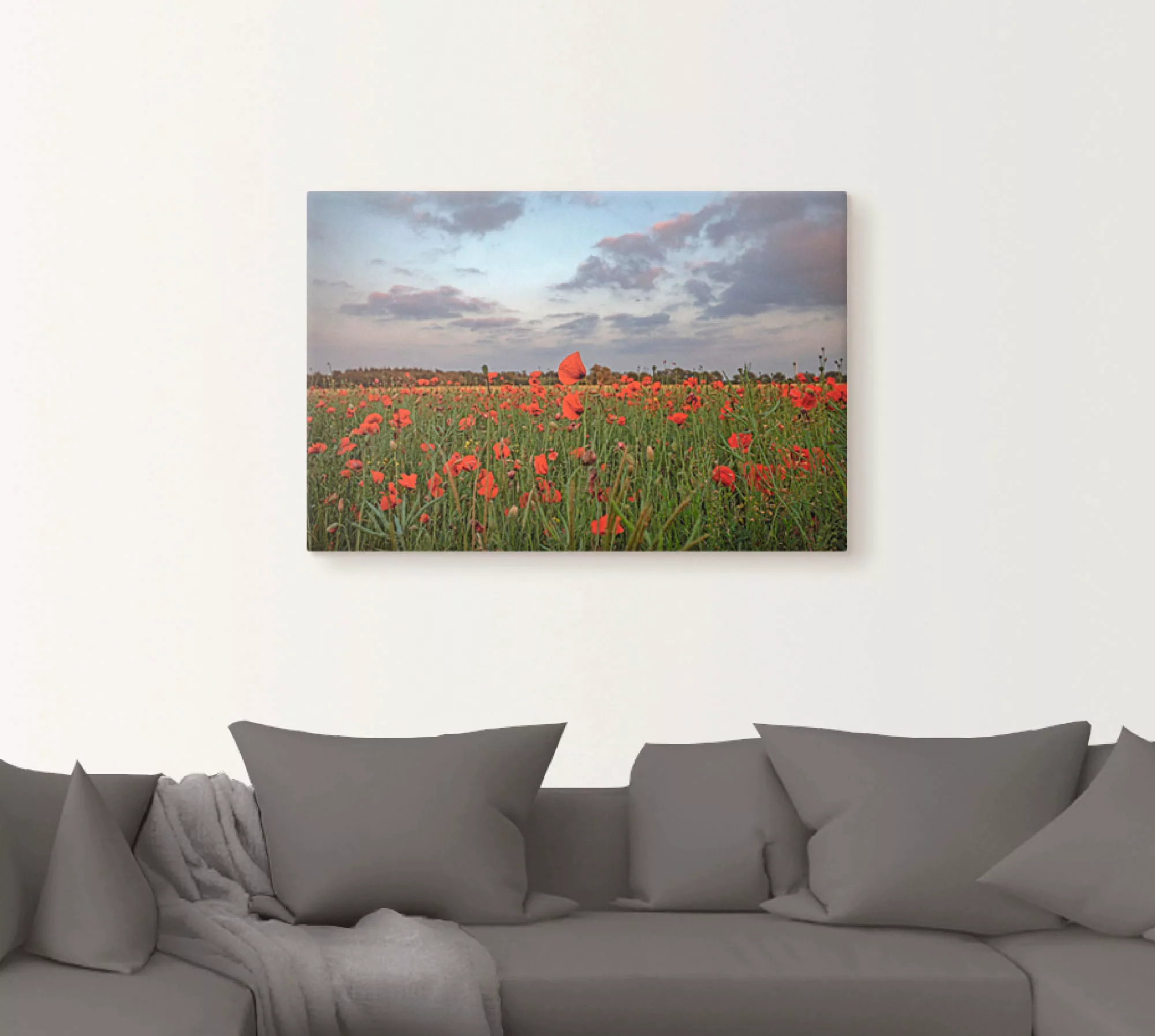 Artland Wandbild »Mohnblumenfeld«, Blumenwiese, (1 St.), als Leinwandbild i günstig online kaufen