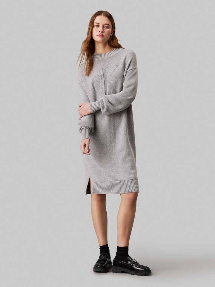 Calvin Klein Jeans Sweatkleid CK INTARSIA LOOSE SWEATER DRESS mit Logostick günstig online kaufen