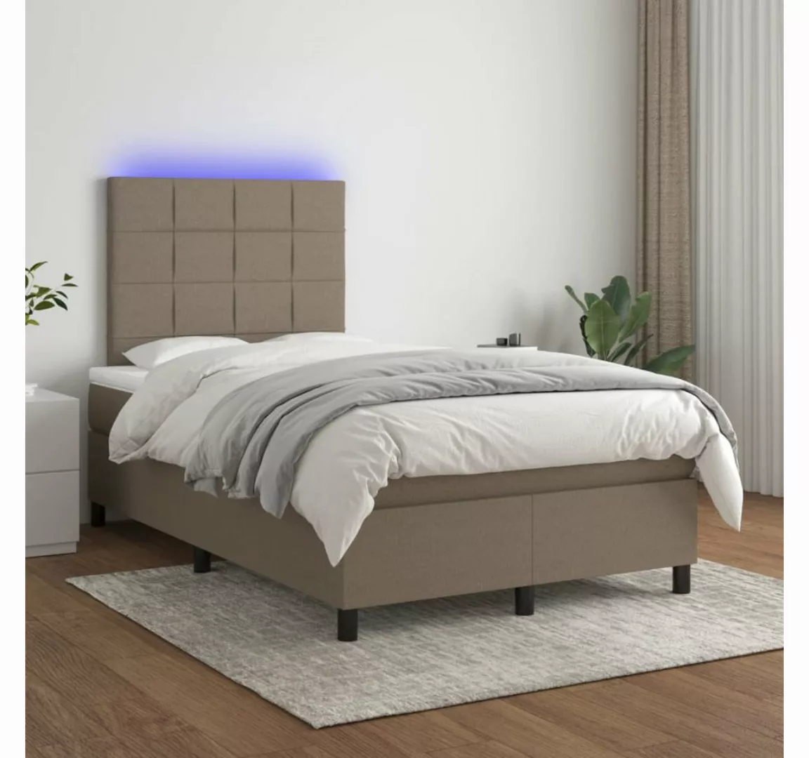 vidaXL Boxspringbett Bett Boxspringbett mit Matratze & LED Stoff (120 x 200 günstig online kaufen