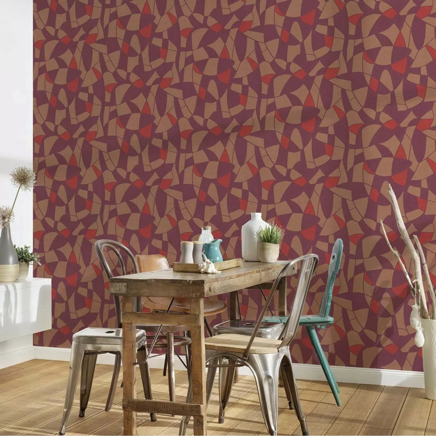 Bricoflor Tapete Abstrakt Modern Vlies Mustertapete in Lila Braun Rot ausge günstig online kaufen