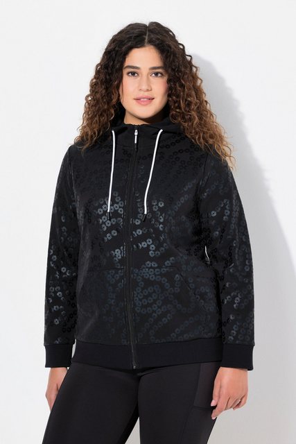 Ulla Popken Sweatjacke Hoodie Pailletten-Druck Kängurutasche Langarm günstig online kaufen