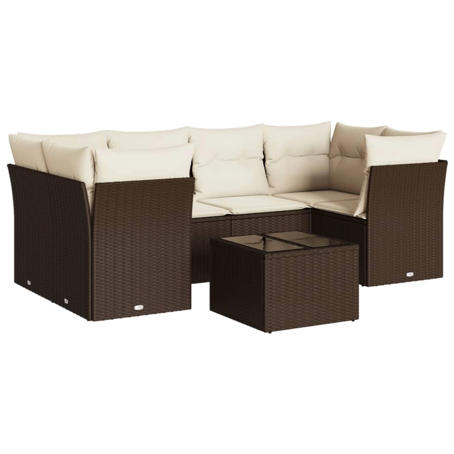 vidaXL 7-Tlg Garten-Sofagarnitur mit Kissen Braun Poly Rattan 3249112 günstig online kaufen