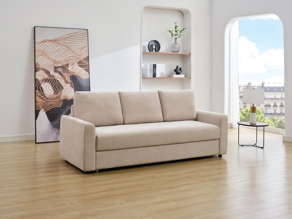 Sofa mit Schlaffunktion 3-Sitzer - Sitzfläche mit Memory Schaum - Stoff - B günstig online kaufen