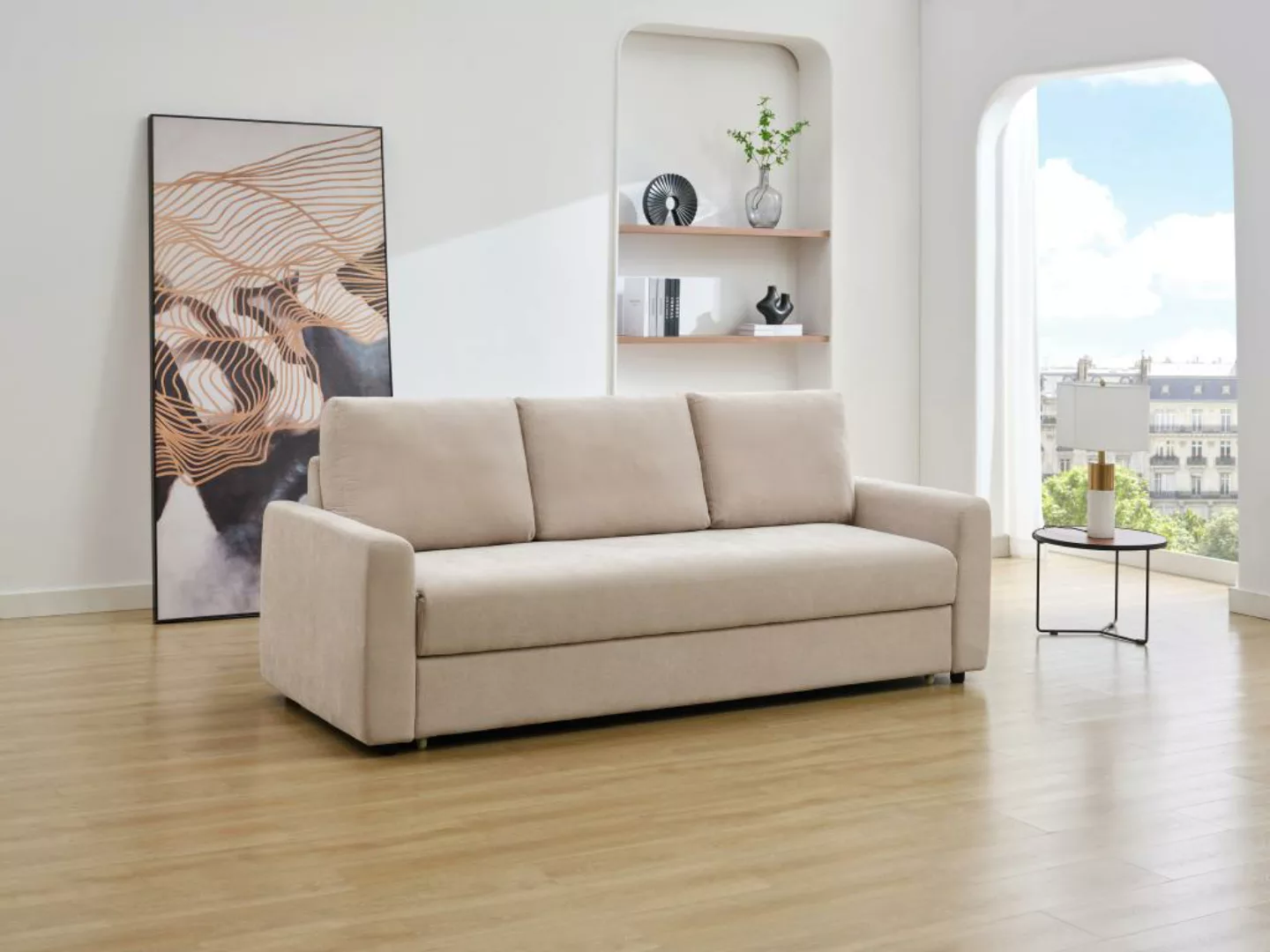 Sofa mit Schlaffunktion 3-Sitzer - Sitzfläche mit Memory Schaum - Stoff - B günstig online kaufen