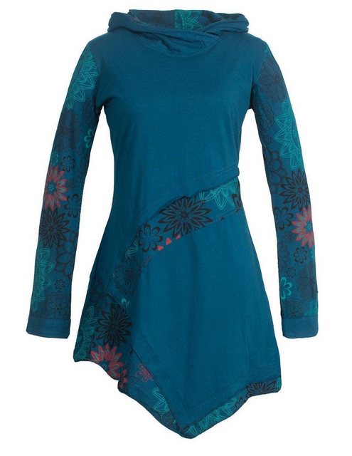 Vishes Jerseykleid Asymmetrisches Langarm Blumen-Kleid mit Kapuze Hippie, G günstig online kaufen