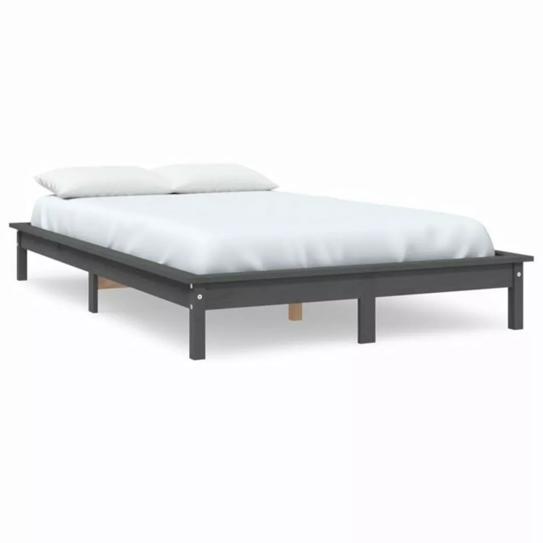furnicato Bett Massivholzbett Grau 160x200 cm Kiefer günstig online kaufen