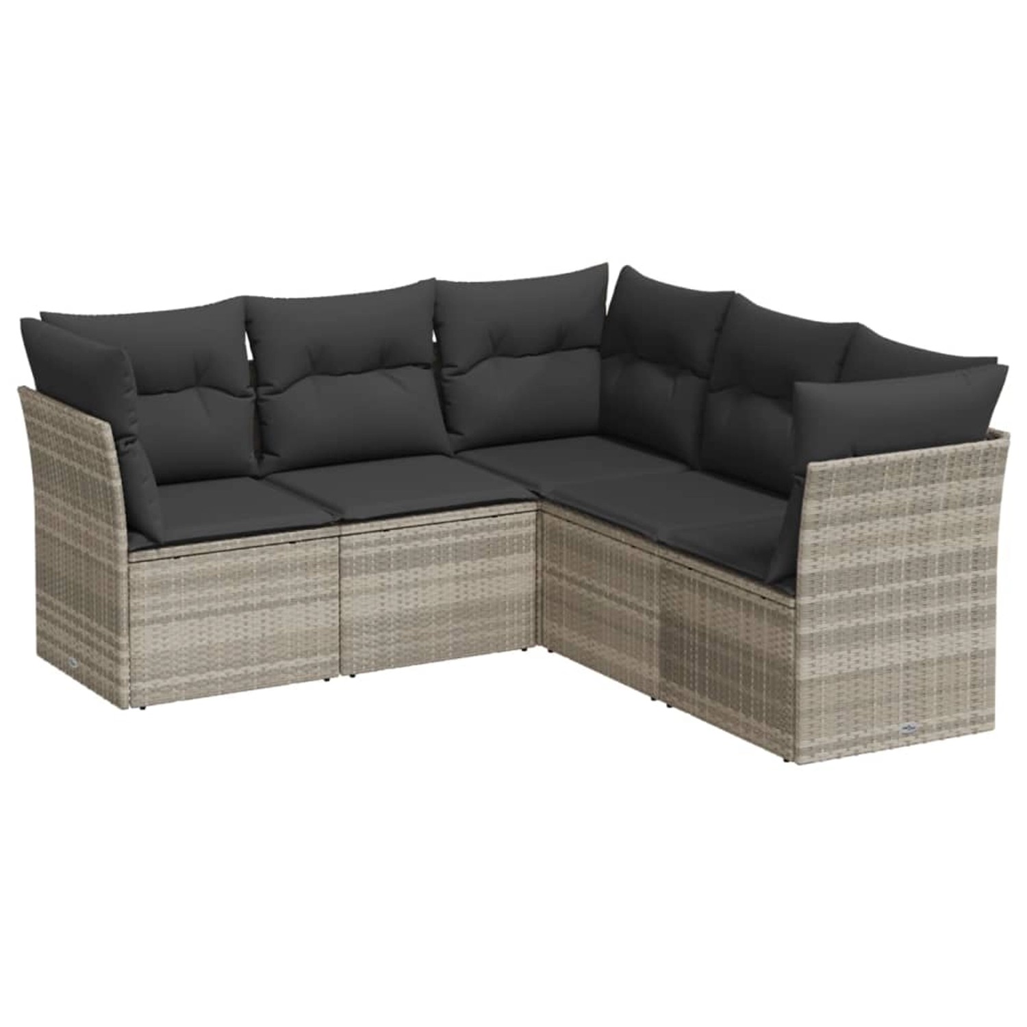 vidaXL 5-Tlg Garten-Sofagarnitur mit Kissen Hellgrau Poly Rattan 3249461 günstig online kaufen