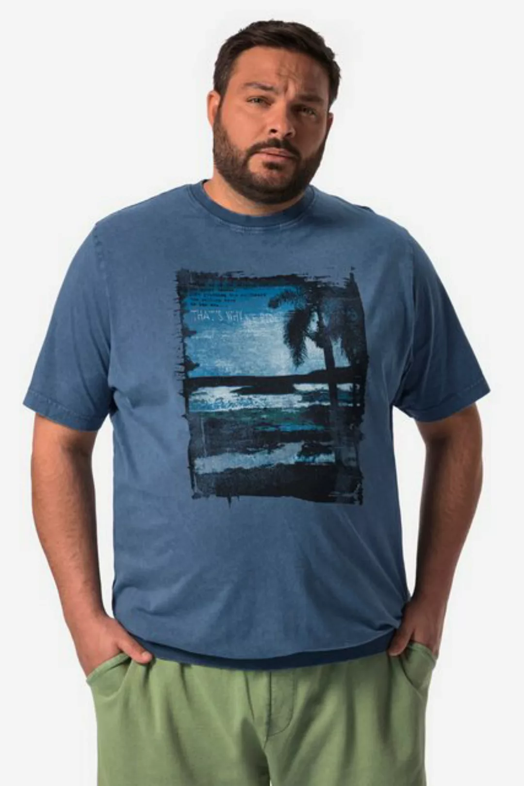 Men Plus T-Shirt Men+ T-Shirt Halbarm Bauchfit Frontdruck bis 84/86 günstig online kaufen